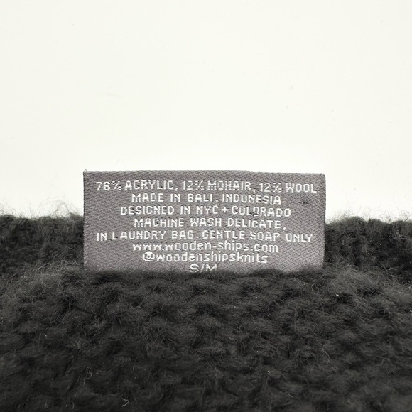 Wooden Ships Cheers Embroidered top Sweater Chunky Black - Picture 9 of 10